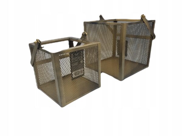 LAMPION LATARNIA METALOWA ZŁOTA LOFT 20 CM 626 - obrazek 3