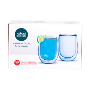 KOMPLET 2 SZKLANEK KOLOROWYCH 300ML BLUE ANDREA COLOR