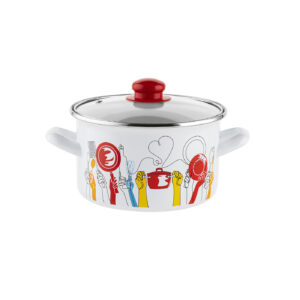 GARNEK EMALIOWANY PEPITO 16 CM 2 LITRY POLSKA EMALIA PLESZEW