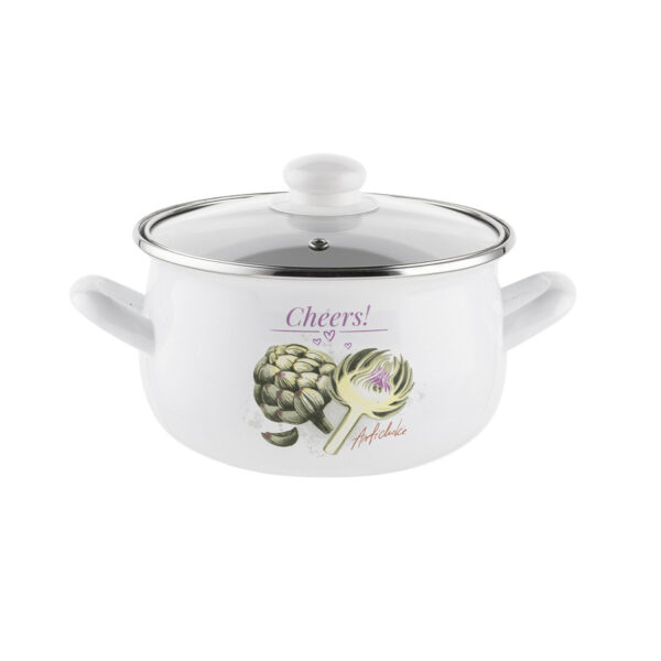 GARNEK EMALIOWANY PYZA 16 CM 2 LITRY POLSKA EMALIA PLESZEW