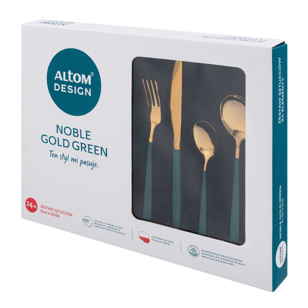 ZESTAW SZTUĆCY 24 ELEMENTY 6 OSÓB NOBLE GOLD GREEN - obrazek 3