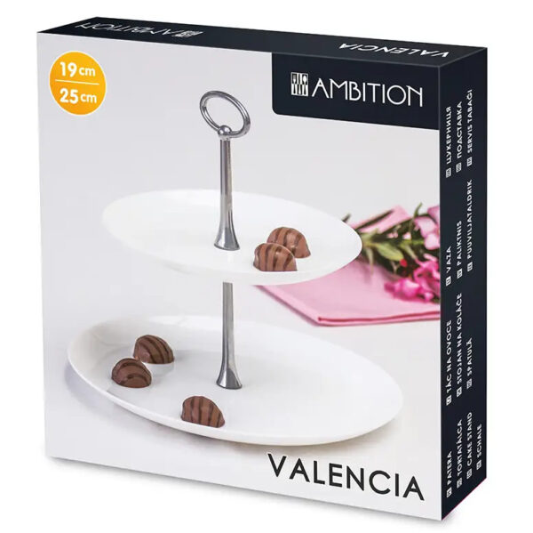 PATERA DWUPOZIOMOWA VALENCIA 19/25 CM BIAŁA AMBITION - obrazek 3