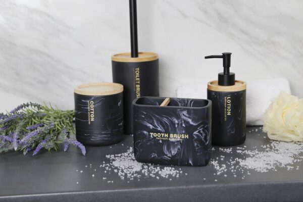 DOZOWNIK NA MYDŁO MARBLE CZARNY MARMUROWY - obrazek 3