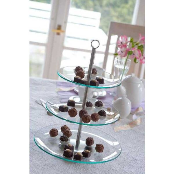 PATERA NA CIASTO TRZYPOZIOMOWA LEILA 21/25/30 CM SZKLANA AMBITION - obrazek 4