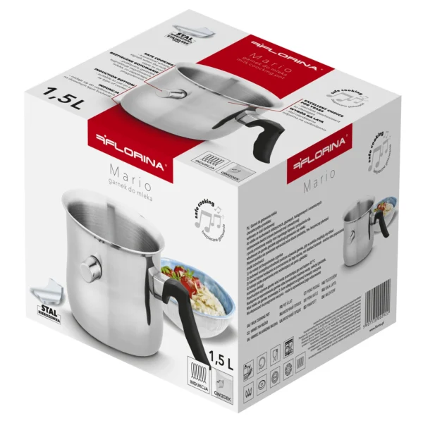 GARNEK DO GOTOWANIA MLEKA NIERDZEWNY MARIO 1,5 L Z GWIZDKIEM - obrazek 5