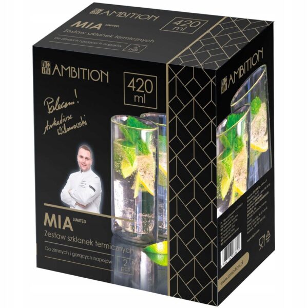 SZKLANKI Z PODWÓJNĄ ŚCIANKĄ 2X 420ML TERMICZNE