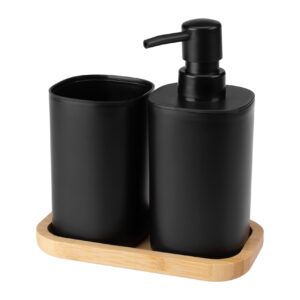 KOMPLET ŁAZIENKOWY DOZOWNIK KUBEK I PODSTAWKA CZARNY VERTO GALICJA