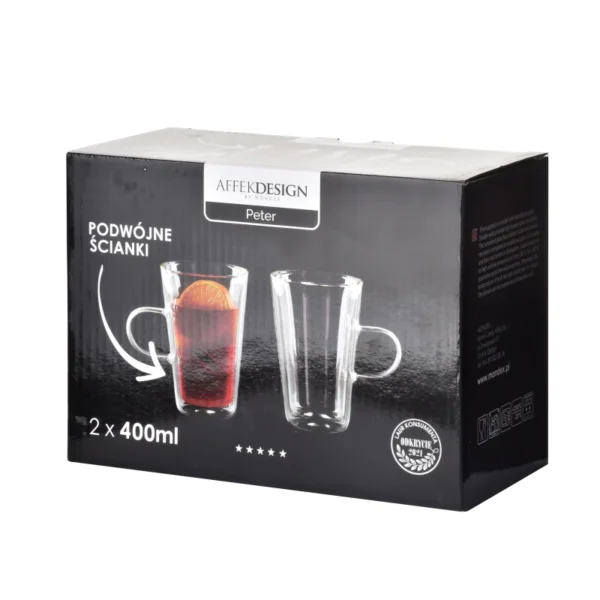 ZESTAW SZKLANEK Z PODWÓJNĄ ŚCIANKĄ 2X400 ML PETER AFFEKDESIGN - obrazek 2