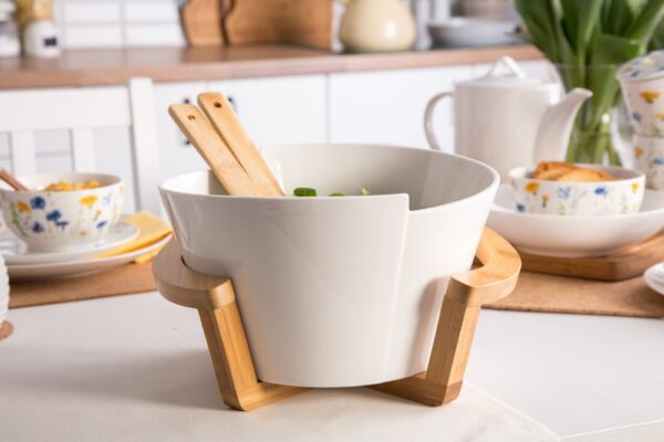 MISKA DO SAŁATY Z ŁYŻKAMI NA BAMBUSOWYM STOJAKU REGULAR 29X25X16 CM - obrazek 3