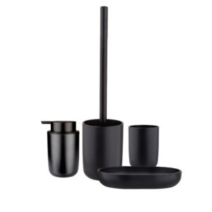 ZESTAW ŁAZIENKOWY 4 ELEMENTY PLASTIK CZARNY MAT
