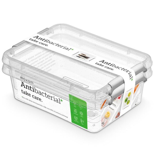 ZESTAW 2 POJEMNIKÓW ANTYBAKTERYJNYCH ANTIBACTERIAL 1,15 L Z JONAMI SREBRA