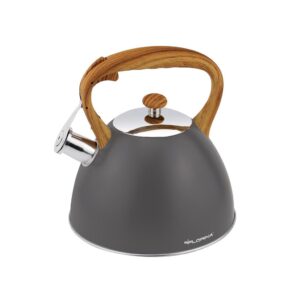 CZAJNIK NIERDZEWNY FRANK SZARY Z DREWNIANĄ RĄCZKĄ 2,5 L