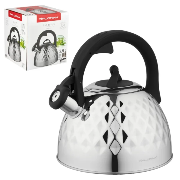 Czajnik nierdzewny Florina Fenny Mirror 2,5 l lustrzany czajnik na indukcję z gwizdkiem - obrazek 2
