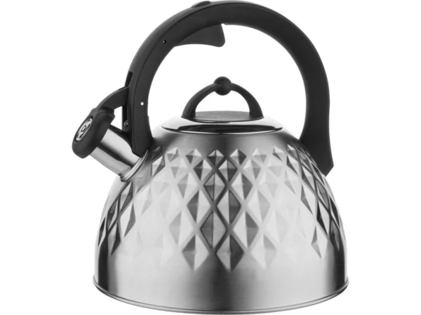 Czajnik nierdzewny Florina Fenny Satin 2,5 l – stalowy czajnik z gwizdkiem na indukcję i gaz, satynowy, odporny na zarysowania - obrazek 2