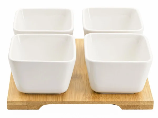 ZESTAW 4 MISECZEK DO PRZEKĄSEK NA BAMBUSOWEJ PODSTAWCE ADRIA - obrazek 2