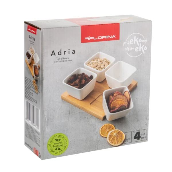 ZESTAW 4 MISECZEK DO PRZEKĄSEK NA BAMBUSOWEJ PODSTAWCE ADRIA - obrazek 4