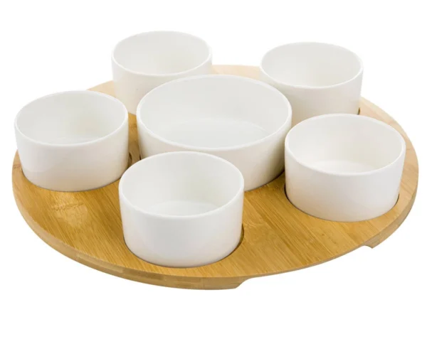 ZESTAW 5 MISECZEK DO PRZEKĄSEK NA BAMBUSOWEJ PODSTAWCE ADRIA - obrazek 2