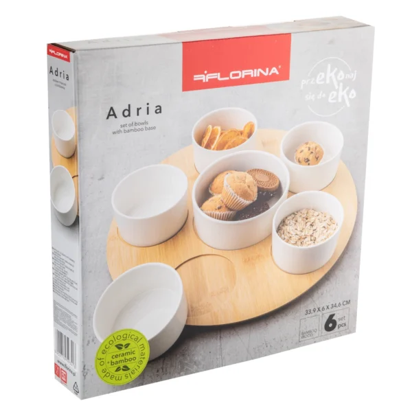 ZESTAW 5 MISECZEK DO PRZEKĄSEK NA BAMBUSOWEJ PODSTAWCE ADRIA - obrazek 3