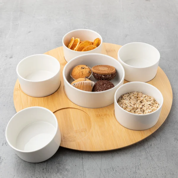 ZESTAW 5 MISECZEK DO PRZEKĄSEK NA BAMBUSOWEJ PODSTAWCE ADRIA - obrazek 5