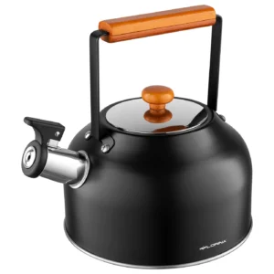 CZAJNIK NIERDZEWNY TOKYO CZARNY Z DREWNIANĄ RĄCZKĄ 2,5 L