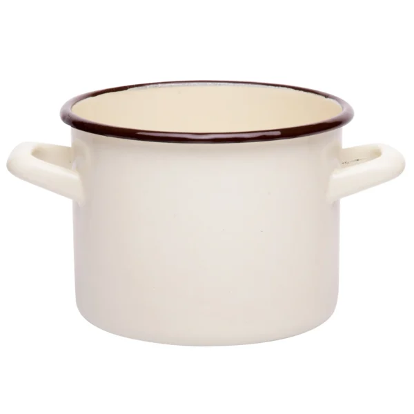 GARNEK EMALIOWANY PROSTY KREMOWY 22 CM 6,25 L