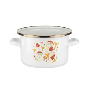 GARNEK EMALIOWANY PROSTY 16 CM 2 L GRZYBKI