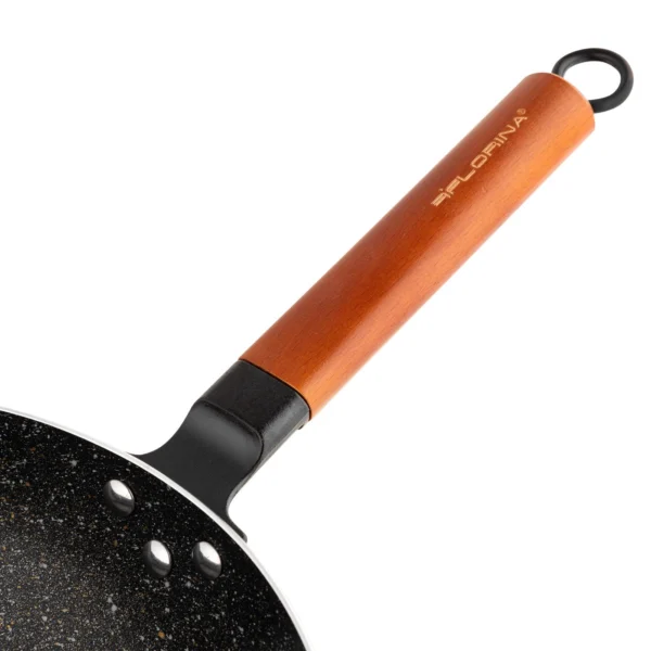 WOK ALUMINIOWY THAI 30 CM DREWNIANA RĄCZKA - obrazek 4