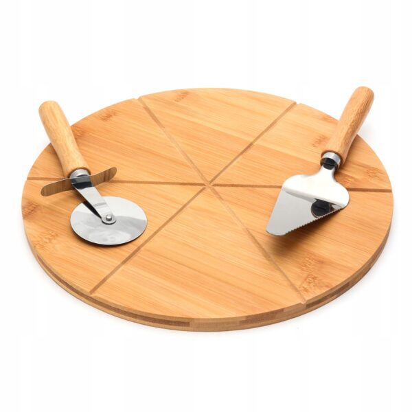 Zestaw do PIZZY Deska 33 cm Radełko Łopatka do serwowania Bambus - obrazek 2