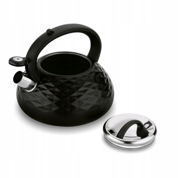 Czajnik Konighoffer Pascal 3 l – czarny stalowy czajnik tradycyjny na indukcję i gaz z gwizdkiem - obrazek 5