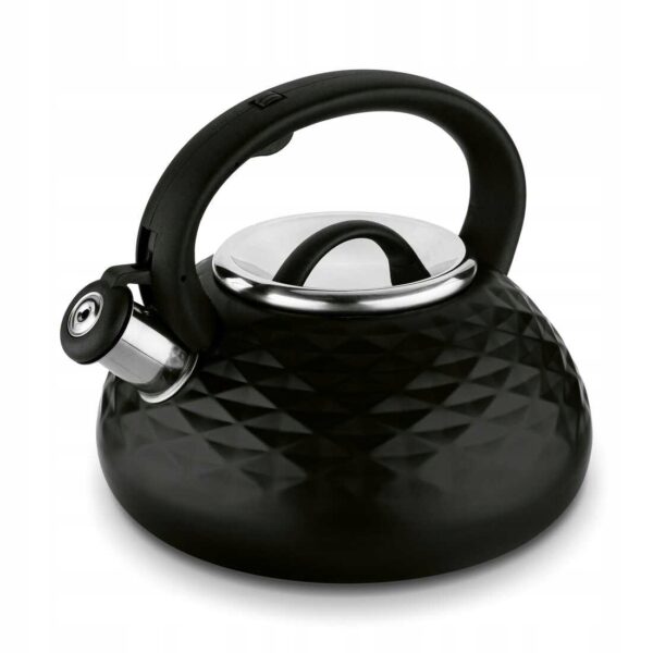 Czajnik Konighoffer Pascal 3 l – czarny stalowy czajnik tradycyjny na indukcję i gaz z gwizdkiem