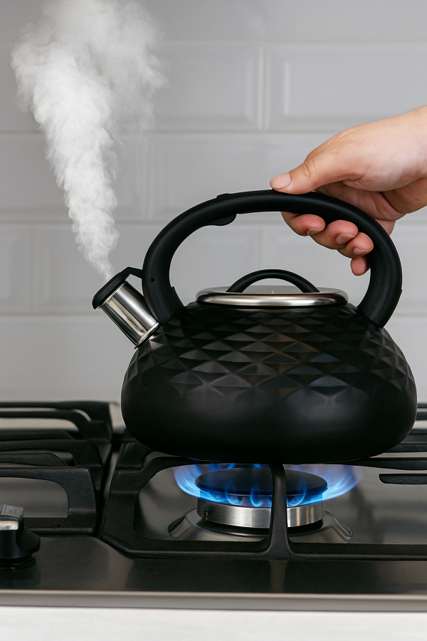 Czajnik Konighoffer Pascal 3 l – czarny stalowy czajnik tradycyjny na indukcję i gaz z gwizdkiem - obrazek 11