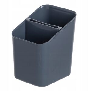 Ociekacz na sztućce dwie komory Praktyczna 16 cm x 14 cm plastikowy szary