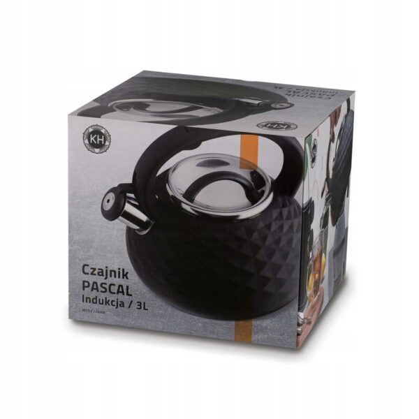Czajnik Konighoffer Pascal 3 l – czarny stalowy czajnik tradycyjny na indukcję i gaz z gwizdkiem - obrazek 2