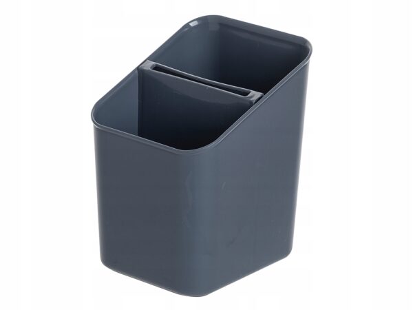 Ociekacz na sztućce dwie komory Praktyczna 16 cm x 14 cm plastikowy szary - obrazek 2