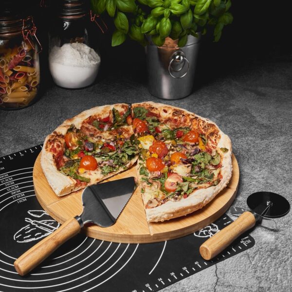 Zestaw do PIZZY Deska 33 cm Radełko Łopatka do serwowania Bambus - obrazek 11