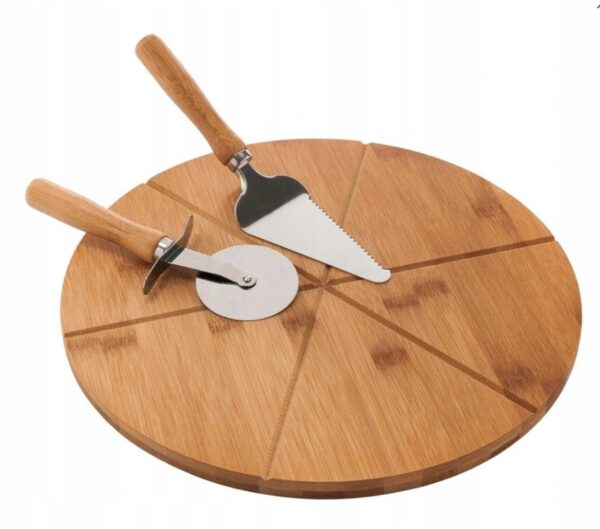 Zestaw do PIZZY Deska 33 cm Radełko Łopatka do serwowania Bambus - obrazek 7