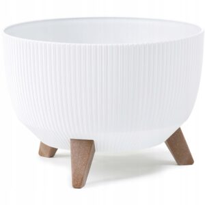 DONICZKA NA NÓŻKACH MISA ROMA JUMPER PRĄŻKOWANA BIAŁA ⌀ 29 CM Z WKŁADEM