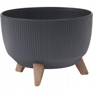 DONICZKA NA NÓŻKACH MISA ROMA JUMPER PRĄŻKOWANA ANTRACYT  24 CM Z WKŁADEM
