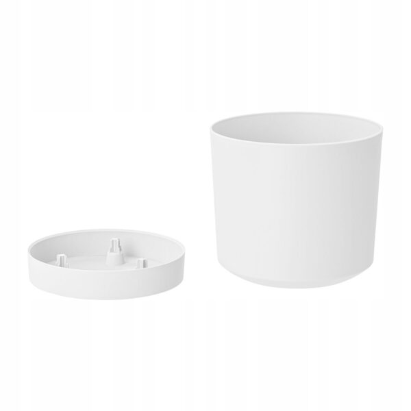 Doniczka TUBO 30 cm plastikowa z podstawką BIAŁA - obrazek 4