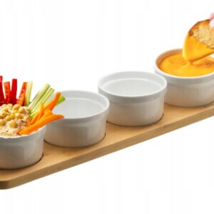 Miseczki do DIPÓW Przekąsek 4x100 ml na bambusowej podstawce