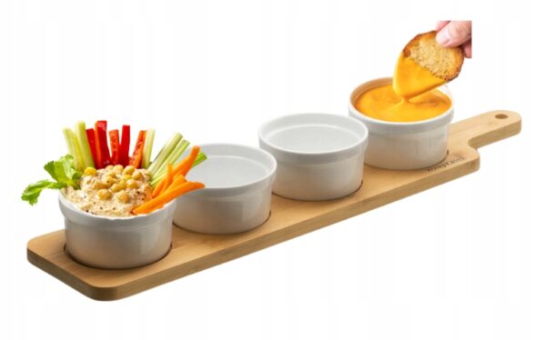 Miseczki do DIPÓW Przekąsek 4x100 ml na bambusowej podstawce