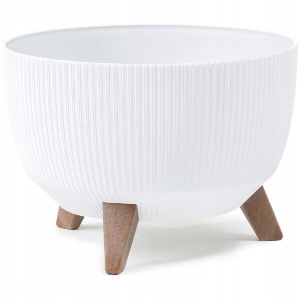 DONICZKA NA NÓŻKACH MISA ROMA JUMPER PRĄŻKOWANA BIAŁA ⌀ 33 CM Z WKŁADEM