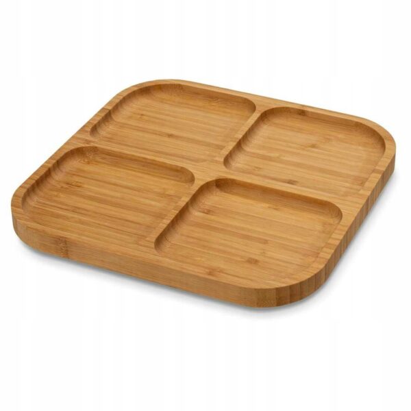 Półmisek Drewniany Talerz Taca do przekąsek Bambusowy 25 x 25 cm - obrazek 3