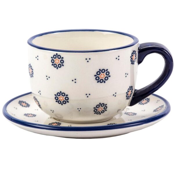 Filiżanka ze spodkiem ceramika Folklor duża do kawy herbaty ludowy 300 ml - obrazek 3