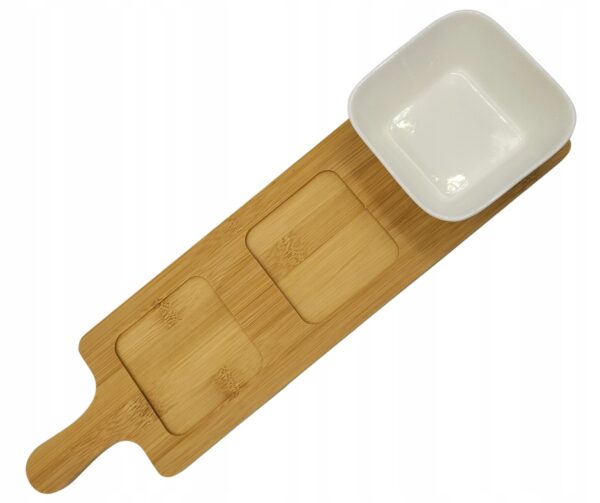 Zestaw do przekąsek 3 miseczki na bambusowej podstawce 230 ml 39x10,5 cm - obrazek 8