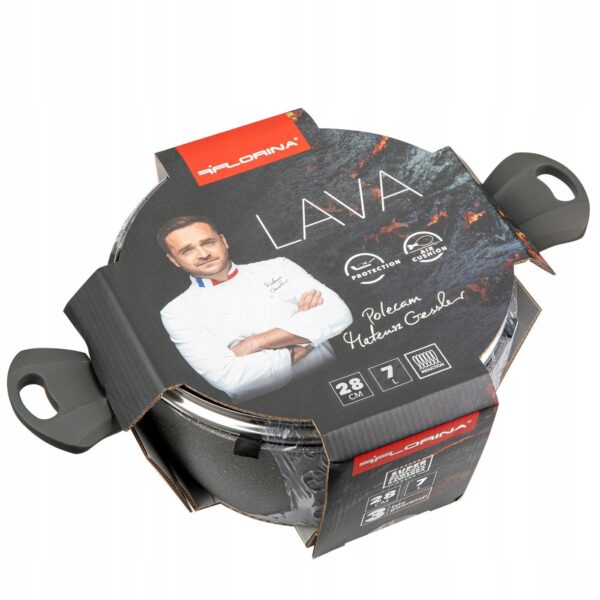 Garnek kamienny nieprzywierający aluminium Lava Stone 28cm 7 litrów - obrazek 3