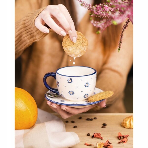 Filiżanka ze spodkiem ceramika Folklor duża do kawy herbaty ludowy 300 ml - obrazek 4