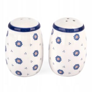 Solniczka i pieprzniczka FOLKLOR ceramika ludowe wzory 5x7,7 cm