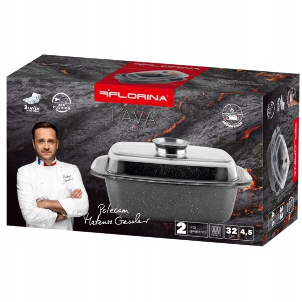 Brytfanna kamienna aluminiowa Lava Stone 4,5 l 32x11 cm - obrazek 6