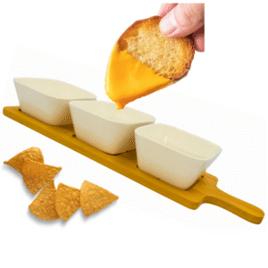 Zestaw do przekąsek 3 miseczki na bambusowej podstawce 230 ml 39x10,5 cm